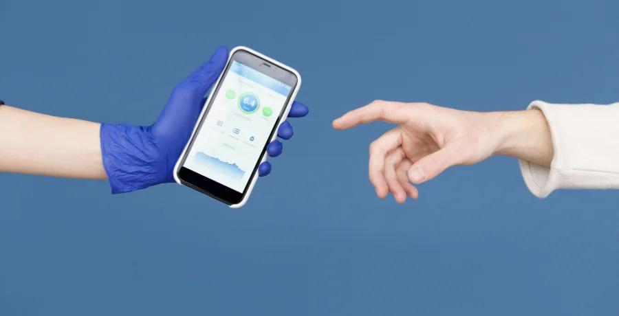 A simple cycle-and-symptom tracking app or notebook on a nightstand, everyday and low-key